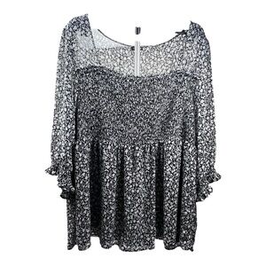 Torrid Black and White Floral Blouse